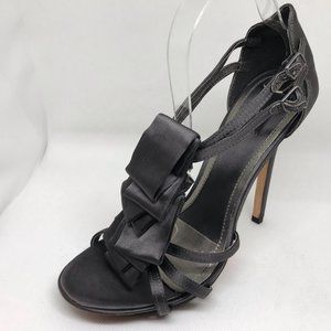 Glint Atina Grey Satin Dressy Strappy Sandal Stiletto